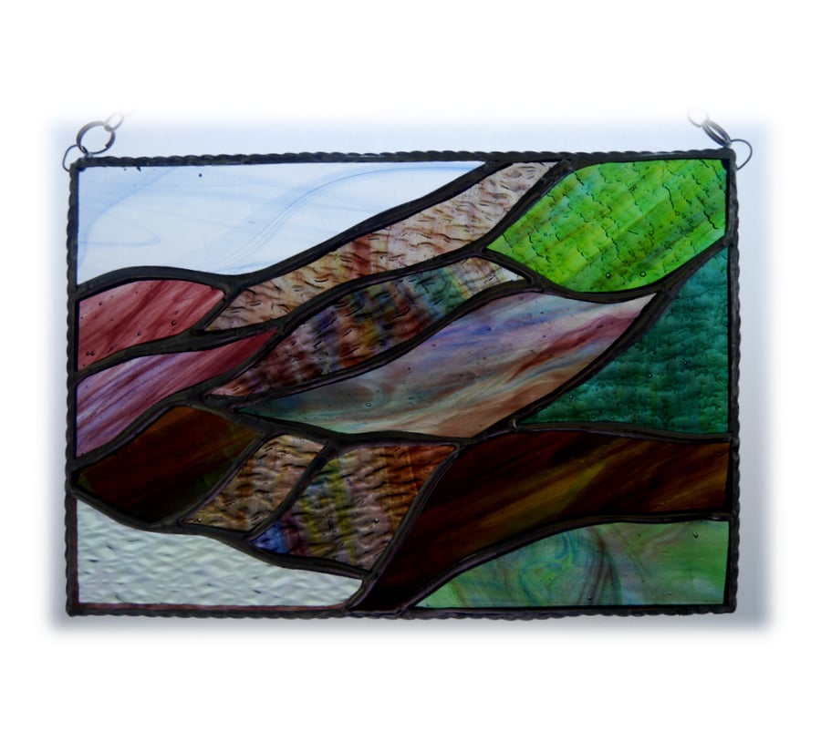 Scottish Mountains Panel Stained Glass Picture Landscape 006