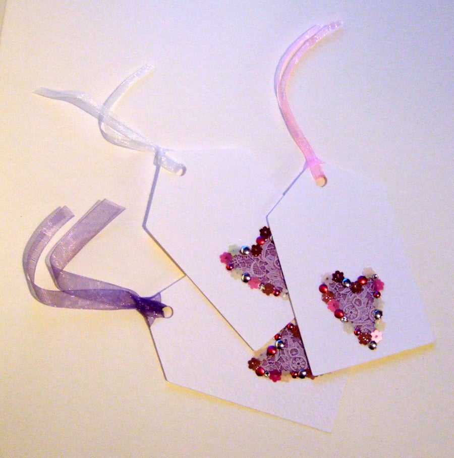 'Lace Heart ' Gift Tags Pack of Three