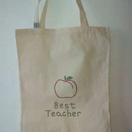 BEST TEACHER TOTE BAG, Item can be personalised, teacher, best, apple, shopping,