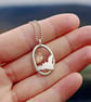 Recycled Silver and Copper Textured Bat and Moon Pendant Necklace - Image 5