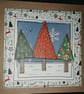 Quirky art set of 5 beautiful handmade Christmas tree blank cards and envelopes - Image 5