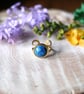 Sparkly Adjustable Hypoallergenic Stainless Steel Ring - Light Blue and Gold - Image 3