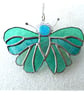 Teal Butterfly Suncatcher Stained Glass Handmade  - Image 3