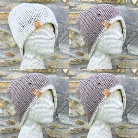 Alpaca Tweed Hat. Woollen Hat. Beanie. Slouchy. Knitted Hat. Woolly Hat. Hats.