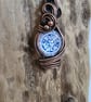 Double Sided Blue & White Unique Copper & Glass Pendant Necklace Gift Jewellery  - Image 2