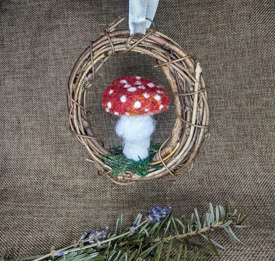 Needle Felt Fly Agaric Toadstool Wreath
