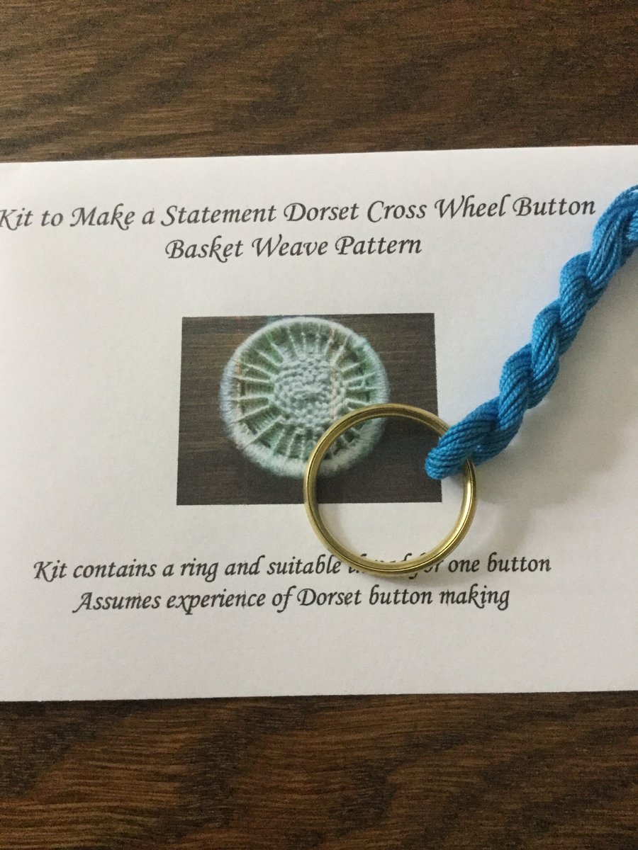Kit to Make a Statement Dorset Button, Basket Weave Design, Blue