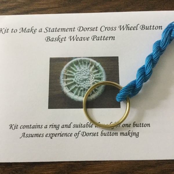 Kit to Make a Statement Dorset Button, Basket Weave Design, Blue