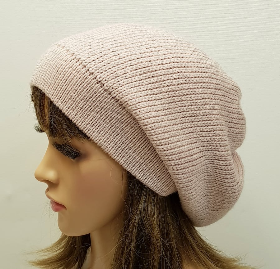 Knitted baggy beanie hat, fall tam, slouch beret for women, winter beret