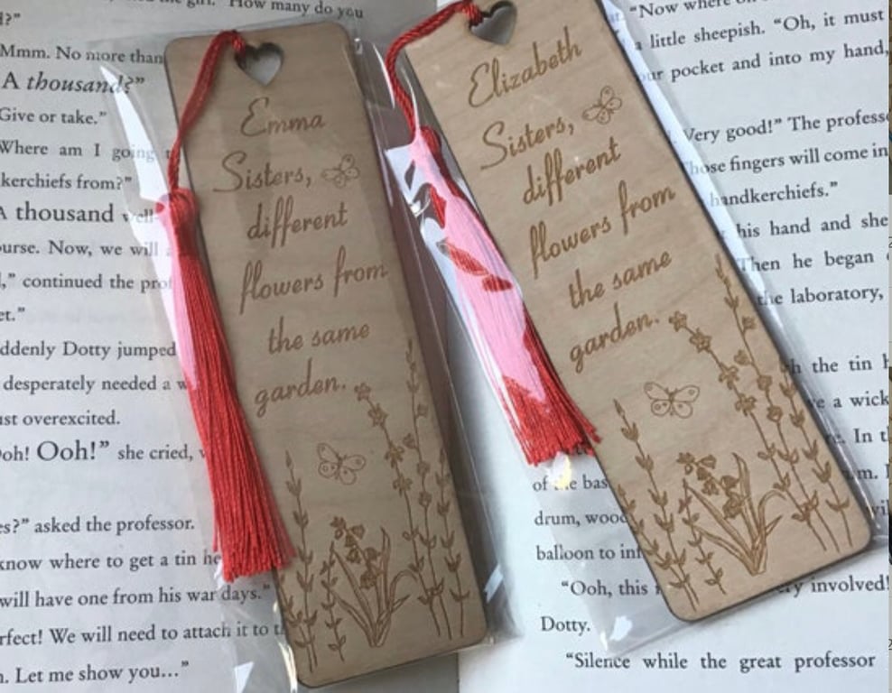 Personalised Sister engraved bookmark