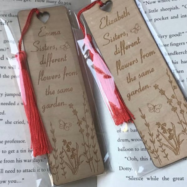 Personalised Sister engraved bookmark