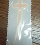 Pale Pink and Cream Tatted Cross Bookmark - Image 4