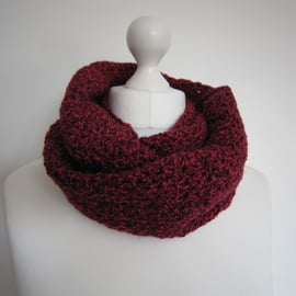 Burgundy scarf, crochet, infinity scarf, gender neutral, unisex scarf, snood