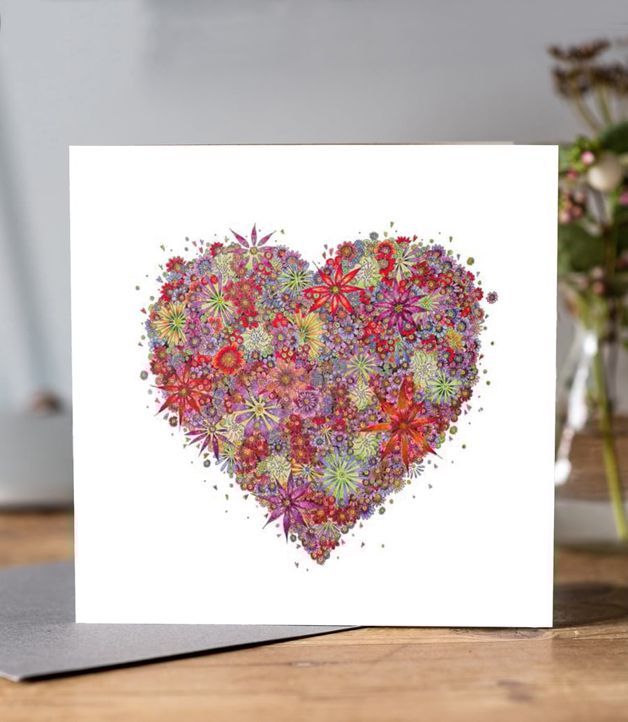 Red Floral Heart greeting card