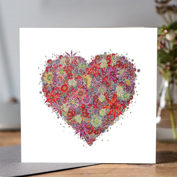 Red Floral Heart greeting card