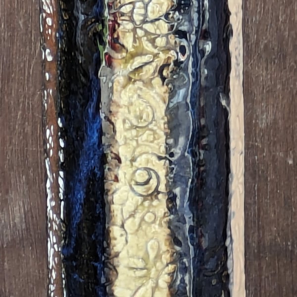 Delightful stoneware, flower decorated blue vase