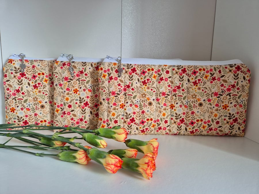 Padded floral pencil case