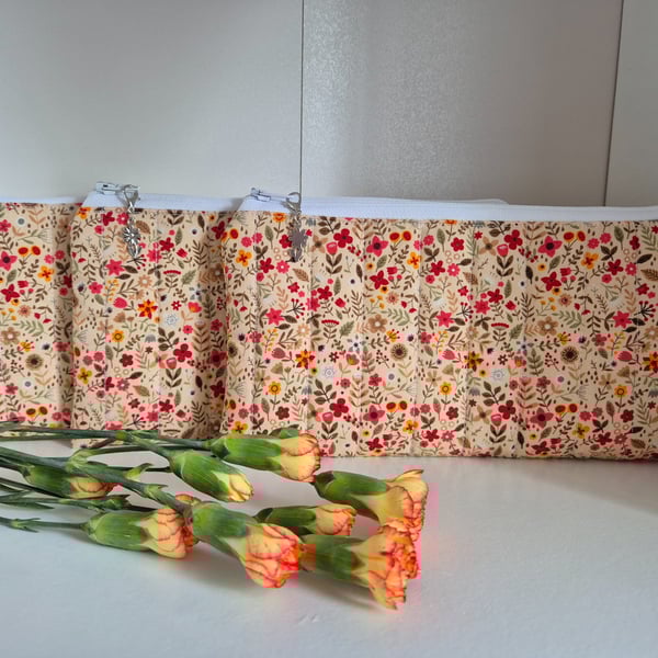 Padded floral pencil case