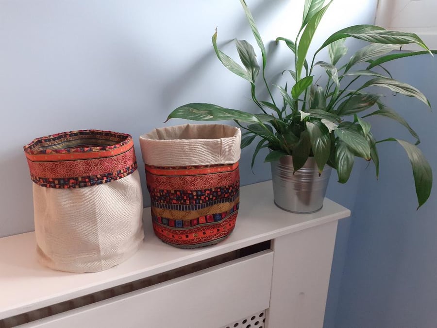 Handmade Fabric Storage Baskets Plant Holders