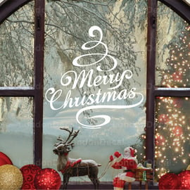 MERRY CHRISTMAS TREE Festive Window Wall Vinyl Decal Sticker