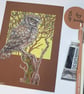 Little Owl original drawing, owl artwork, bird wall art - Image 6