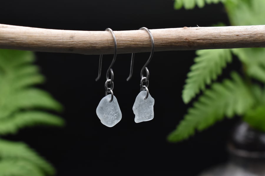 Highland Sea Glass and Sterling Silver Earrings