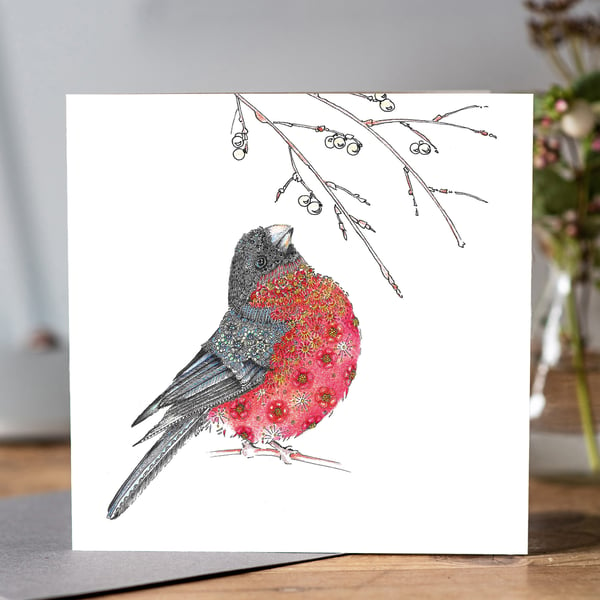 British garden bird Bullfinch Greeting Card 