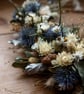 Blue thistle, Eucalyptus and white strawflower festive winter wreath - Image 6