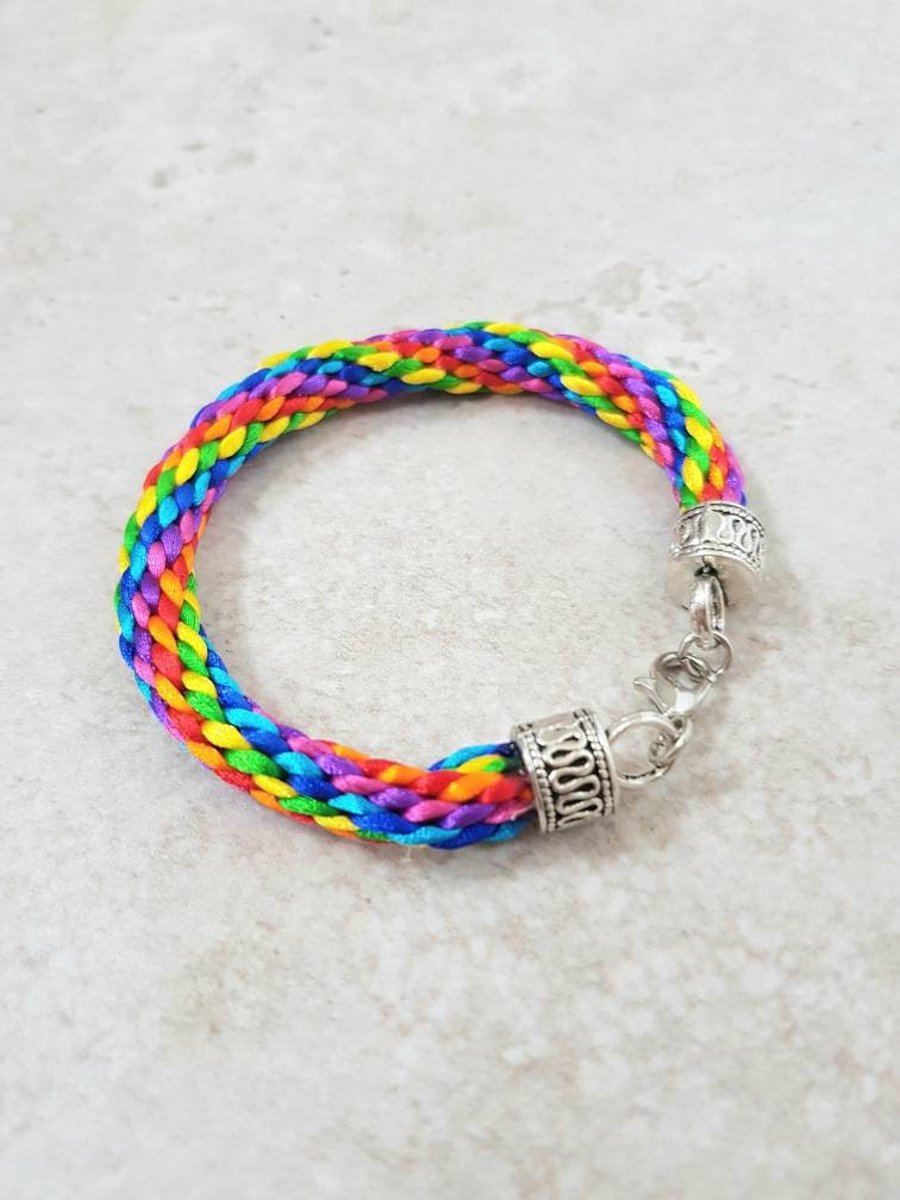 Braided Rainbow Bracelet, Colourful Friendship Bracelet, Multicoloured Boho brac