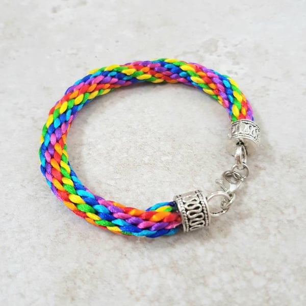 Braided Rainbow Bracelet, Colourful Friendship Bracelet, Multicoloured Boho brac