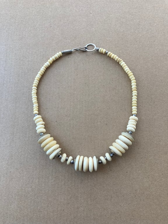 Upcycled Bovine Bone Bead Choker Necklace