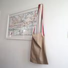 Shoulder or Crossbody Bag with Colourful Stripe Strap, Upcycled Zero Waste Denim