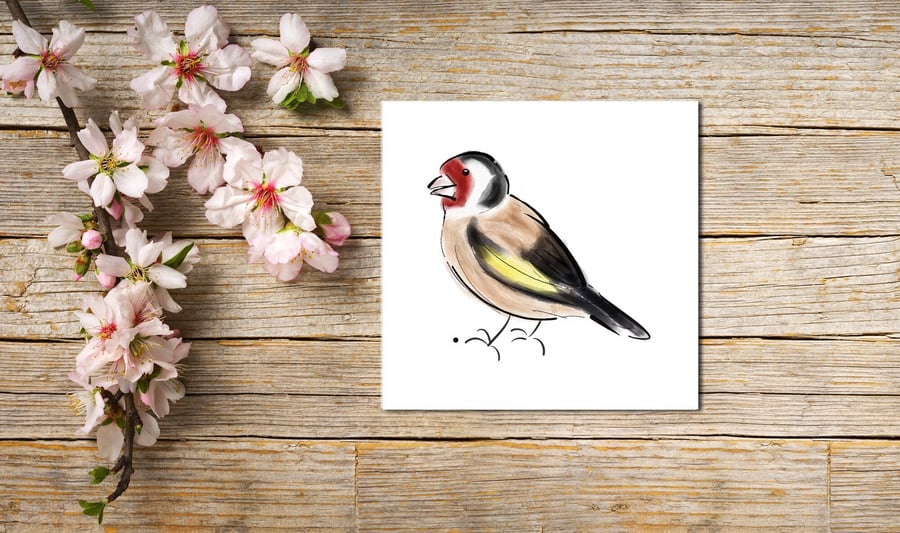 Bird Greeting Card, Goldfinch Card, Greetings Card, Personalised card, Blank 