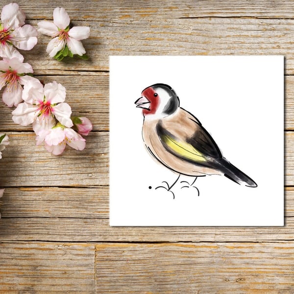 Bird Greeting Card, Goldfinch Card, Greetings Card, Personalised card, Blank 