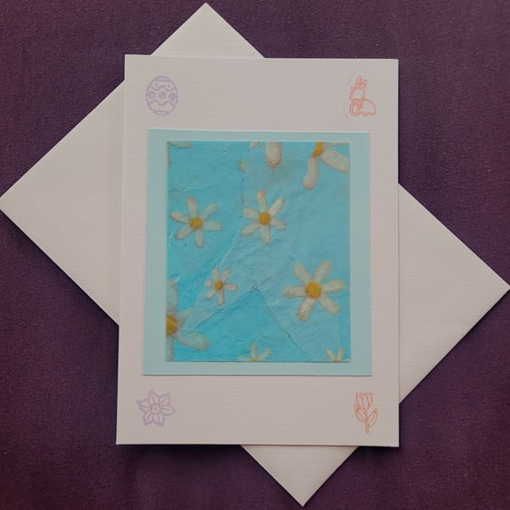 Spring themed handmade blank card with white envelope 