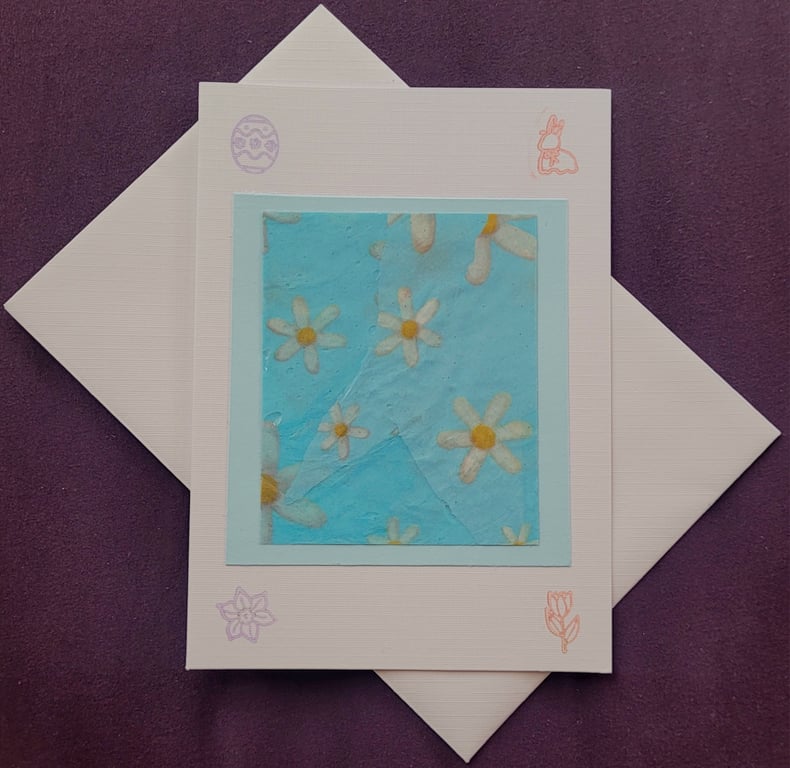Spring themed handmade blank card with white envelope 