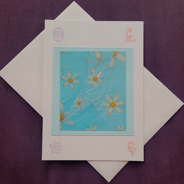 Spring themed handmade blank card with white envelope 