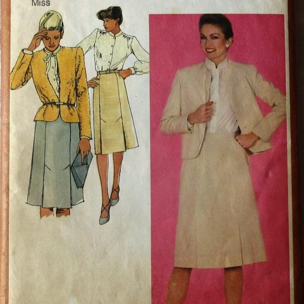 A sewing pattern for a misses' slim skirt, blouse and lined jacket in size 12