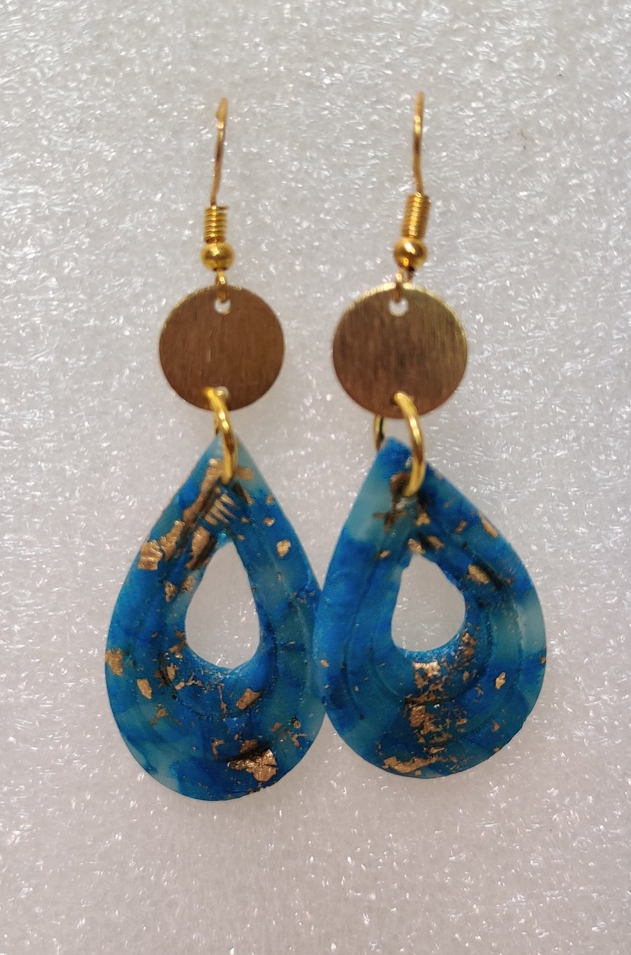 Blue crystal drop dangle clay  earrings