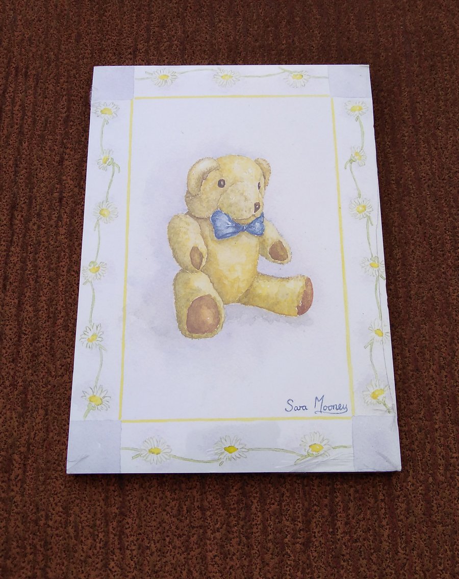 Notepad magnetic back. Teddy painting from original artwork printed on cover