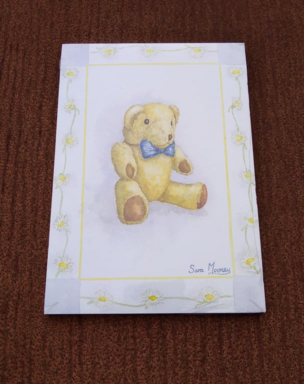 Notepad magnetic back. Teddy painting from original artwork printed on cover