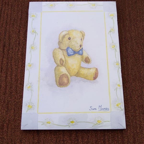 Notepad magnetic back. Teddy painting from original artwork printed on cover