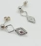 Decorative diamond drop sterling silver earrings - Image 1