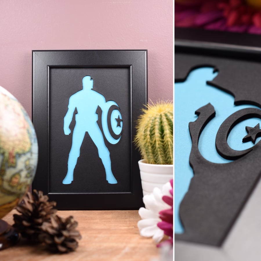 Captain America Framed Artwork - 13cm x 18cm
