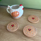 Coasters with jammy biscuit design (set of 4)