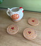 Coasters with jammy biscuit design (set of 4)