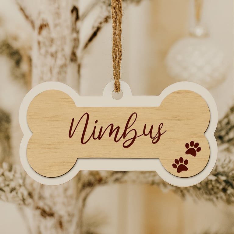 Personalised Christmas Decor - Custom Dog Name: Dog Bone - Layered Bauble 2