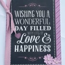 Wishing you a wonderful day blackboard style greetings card