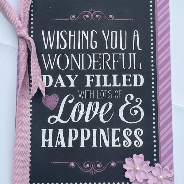 Wishing you a wonderful day blackboard style greetings card