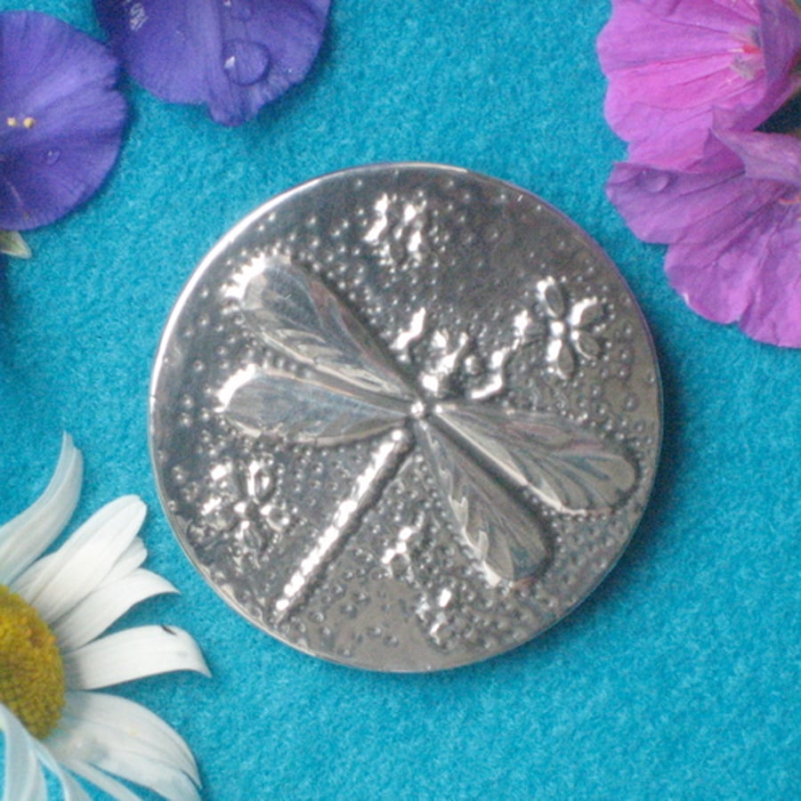 Reserved for Ruth. Dragonfly brooch in pewter